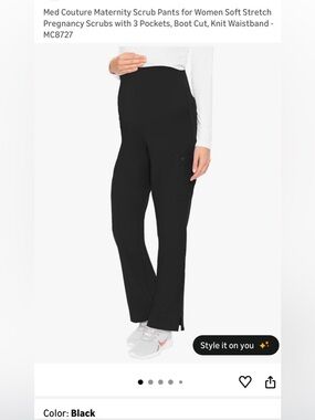 Med Couture Maternity Boot Cut Soft Stretch Pregnancy Scrub Pant 3 Pockets